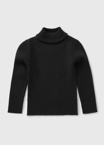 Girls Black Knit Roll Neck Jumper (1-7yrs)  C251594