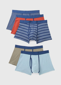 5 Pack Multicolour Geo Keyhole Boxers  M212908