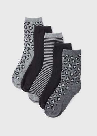 5 Pack Animal Print Socks  F473256