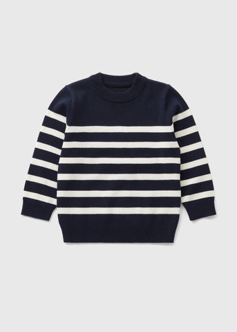 Boys Navy Stripe Knitted Jumper (1-7yrs)  B369166