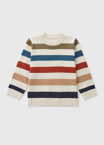 Boys Cream Striped Knitted Jumper (1-7yrs)  B369168