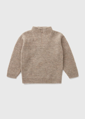 Boys Oatmeal Ribbed 1/4 Zip Jumper (1-7yrs)  B369169