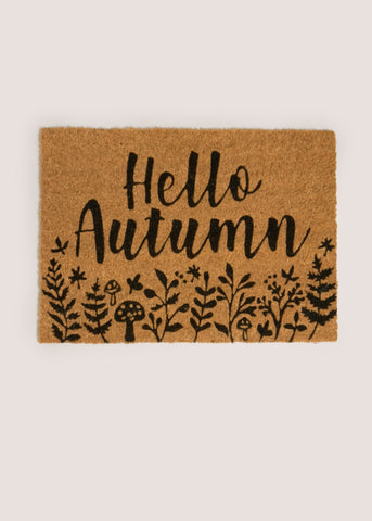 Hello Autumn Slogan Doormat Black M485132