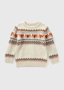 Boys Cream Fox Knit Jumper (1-7yrs)  B369185