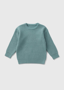 Boys Teal Crew Neck Ribbed Jumper ( 1-7 Years )  B369193