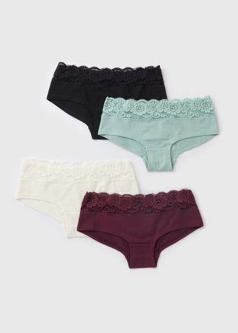 4 Pack Multicolour Lace Short Knickers  F473291