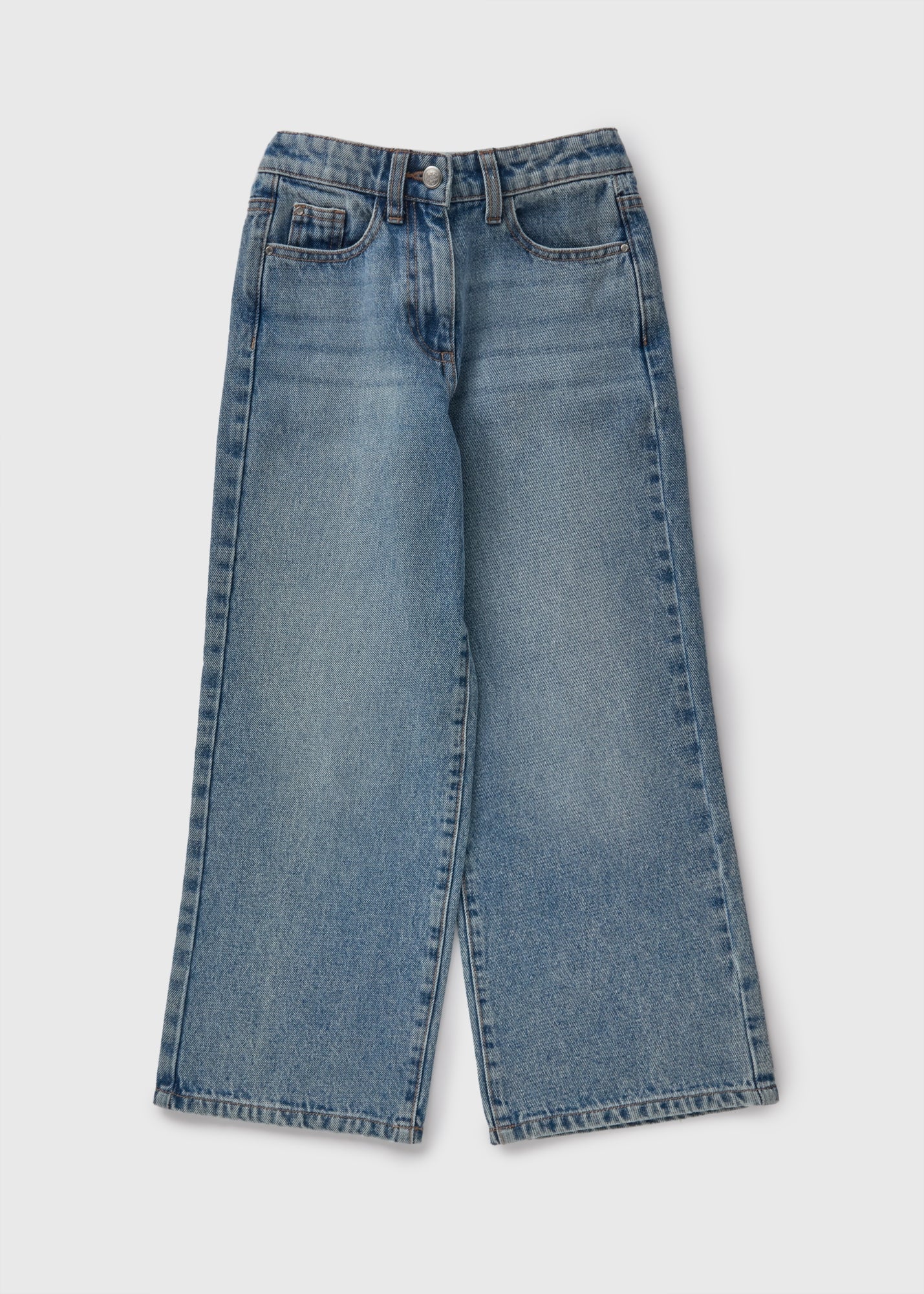 Girls Blue Mid Wash Wide Leg Jeans (7-15yrs)  G403020