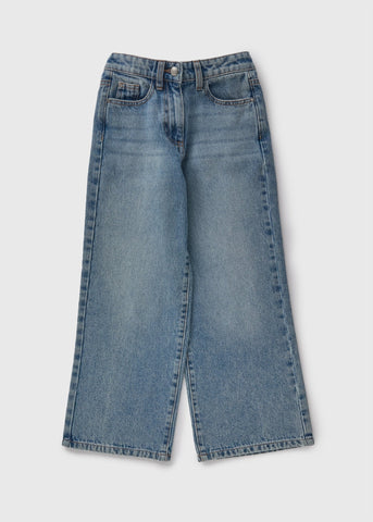 Girls Blue Mid Wash Wide Leg Jeans (7-15yrs) G403588