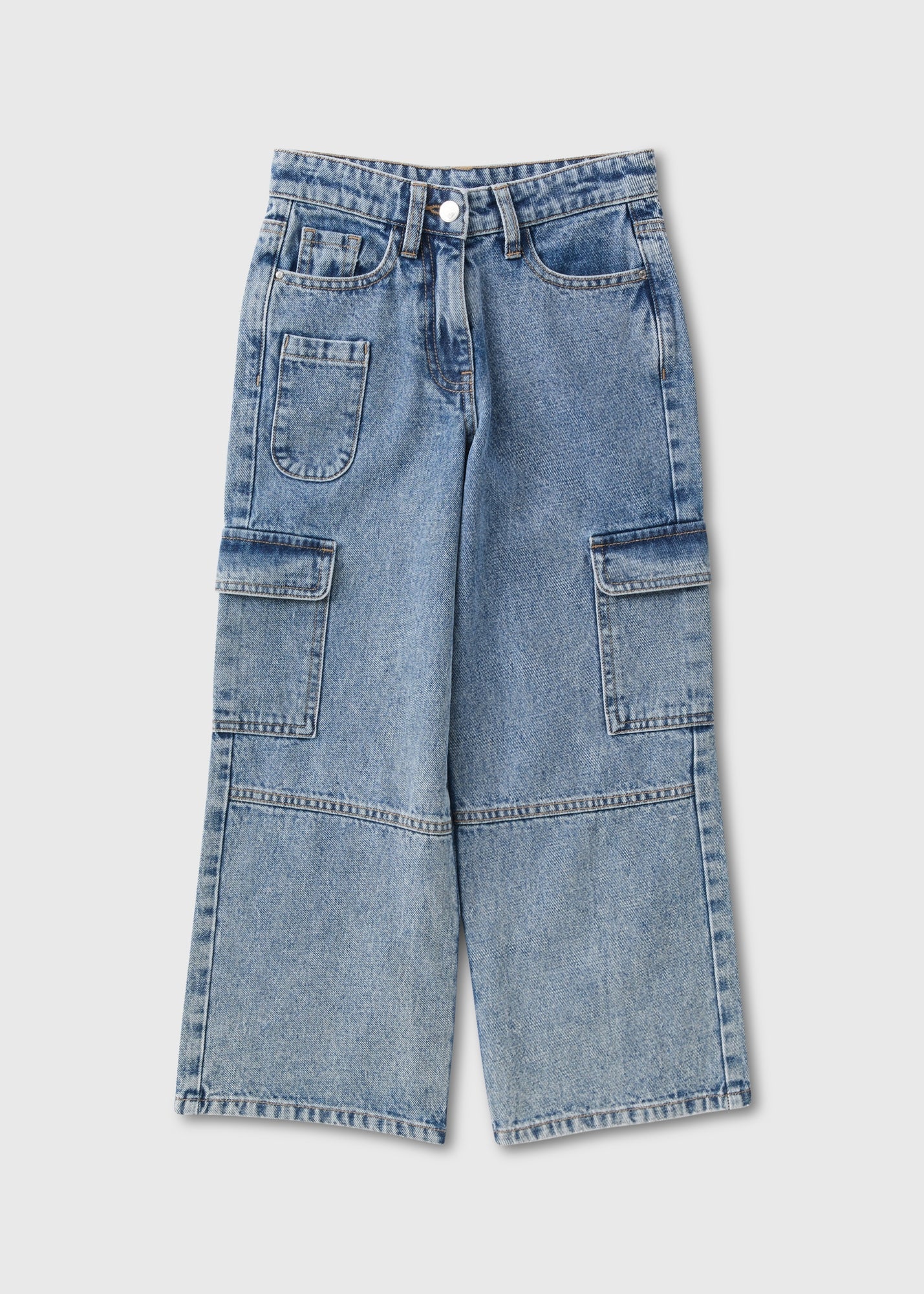 Girls Blue Wide Leg Cargo Jeans (7-15yrs)  G403024