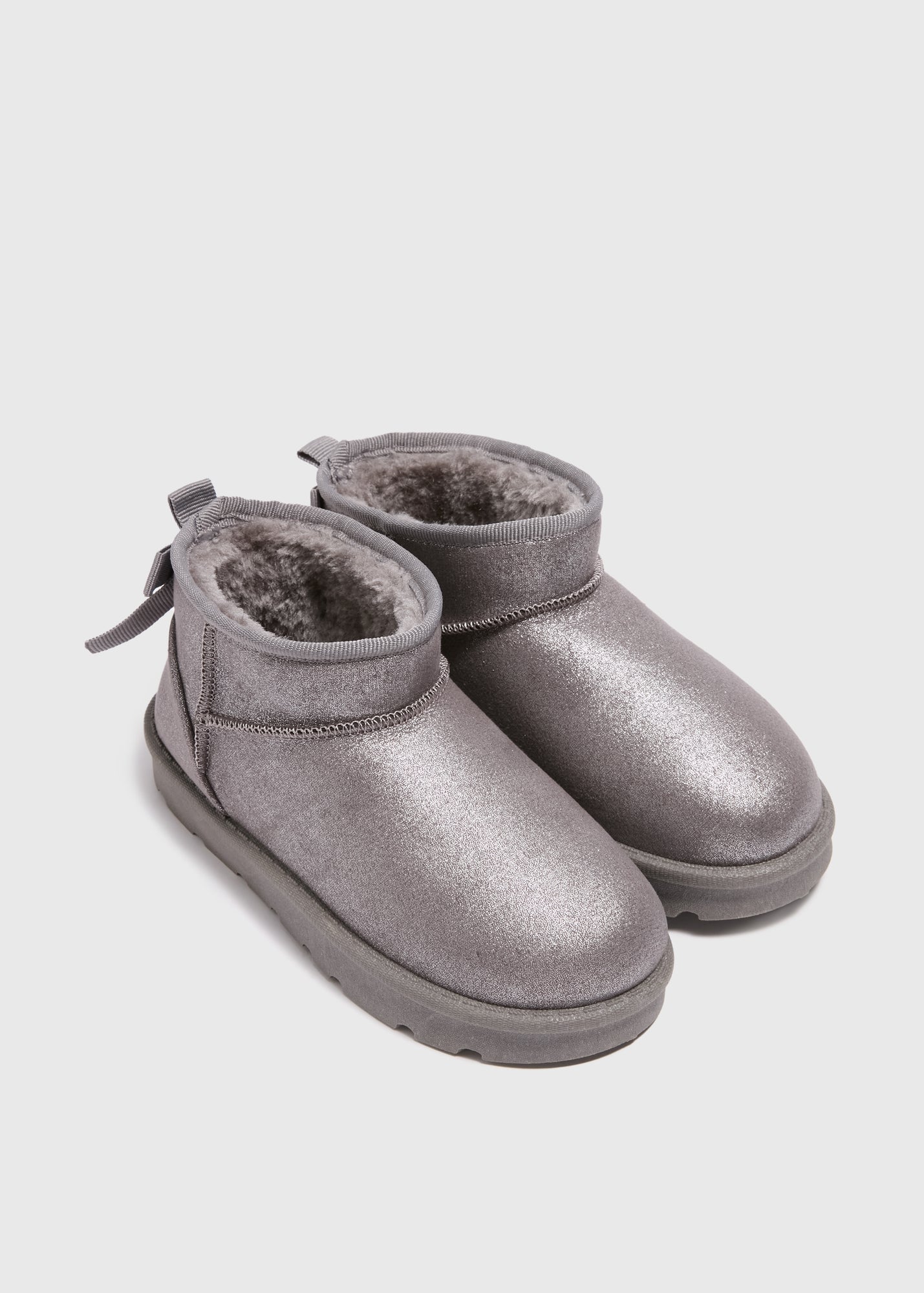 Girls Grey Bow Snug Boots (Younger 10-Older 5)  C303745