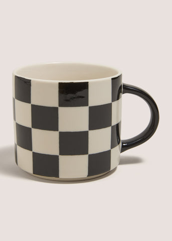 Monochrome Checkerboard Mug (12.3x9x8.3cm) Cream M485170