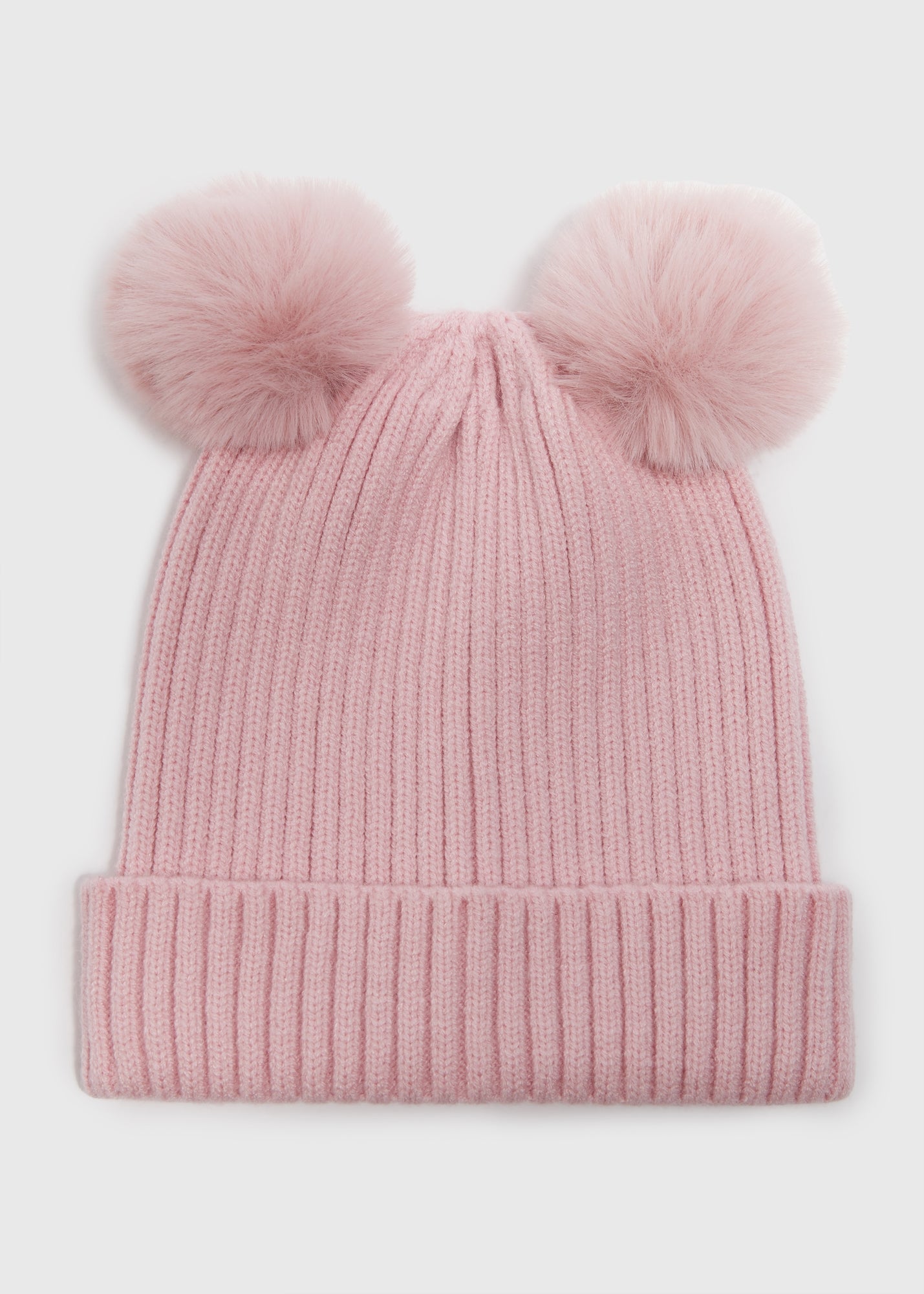 Girls Pink Double Pom Pom Beanie (3-13yrs)  C320998