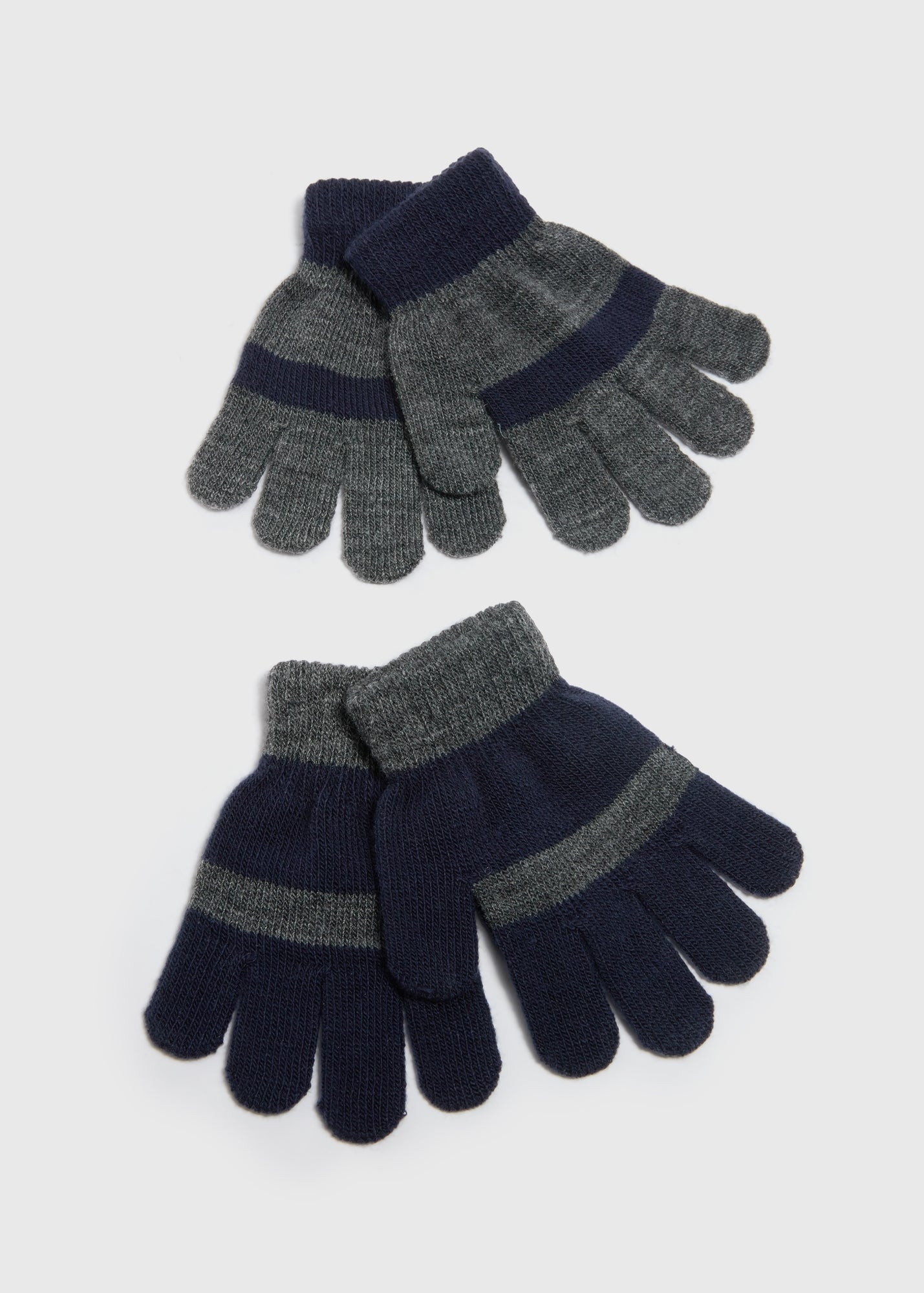 2 Pack Boys Navy Stripe Gloves  C321026