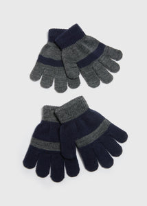 2 Pack Boys Navy Stripe Gloves  C321026