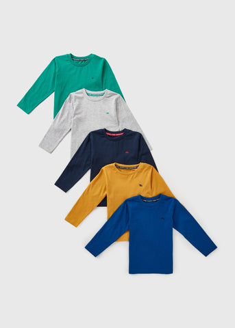 5 Pack Boys Navy Long Sleeve T-Shirts (1-7yrs)  B369218