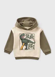 Boys Cream Dinosaur Print Hoodie  B369228