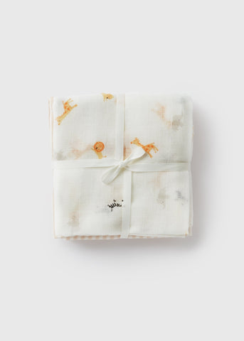 3 Pack Baby Cream Safari Muslin Cloths  C136286