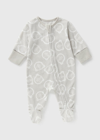 Baby Grey Bear Fleece Sleepsuit (Newborn-18mths)  C136292