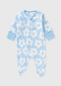 Baby Blue Flower Fleece Sleepsuit (Newborn-18mths)  C136295