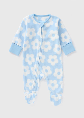 Baby Blue Flower Fleece Sleepsuit (Newborn-18mths)  C136295