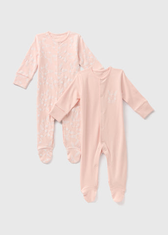 2 Pack Baby Pink Bunny Sleepsuits (Newborn-23mths)  C136311