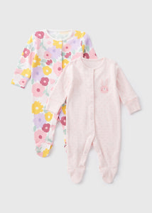 2 Pack Baby Pink Bunny Sleepsuits (Newborn-23mths)  C136335