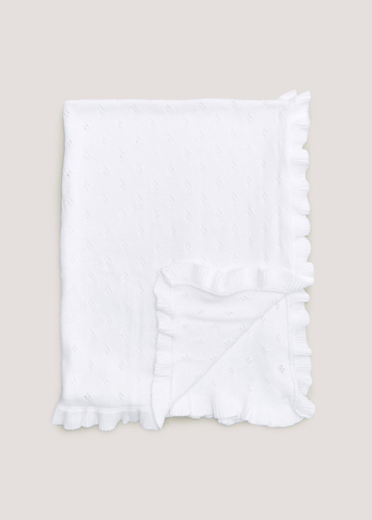 Baby White Frill Edge Shawl  C136378