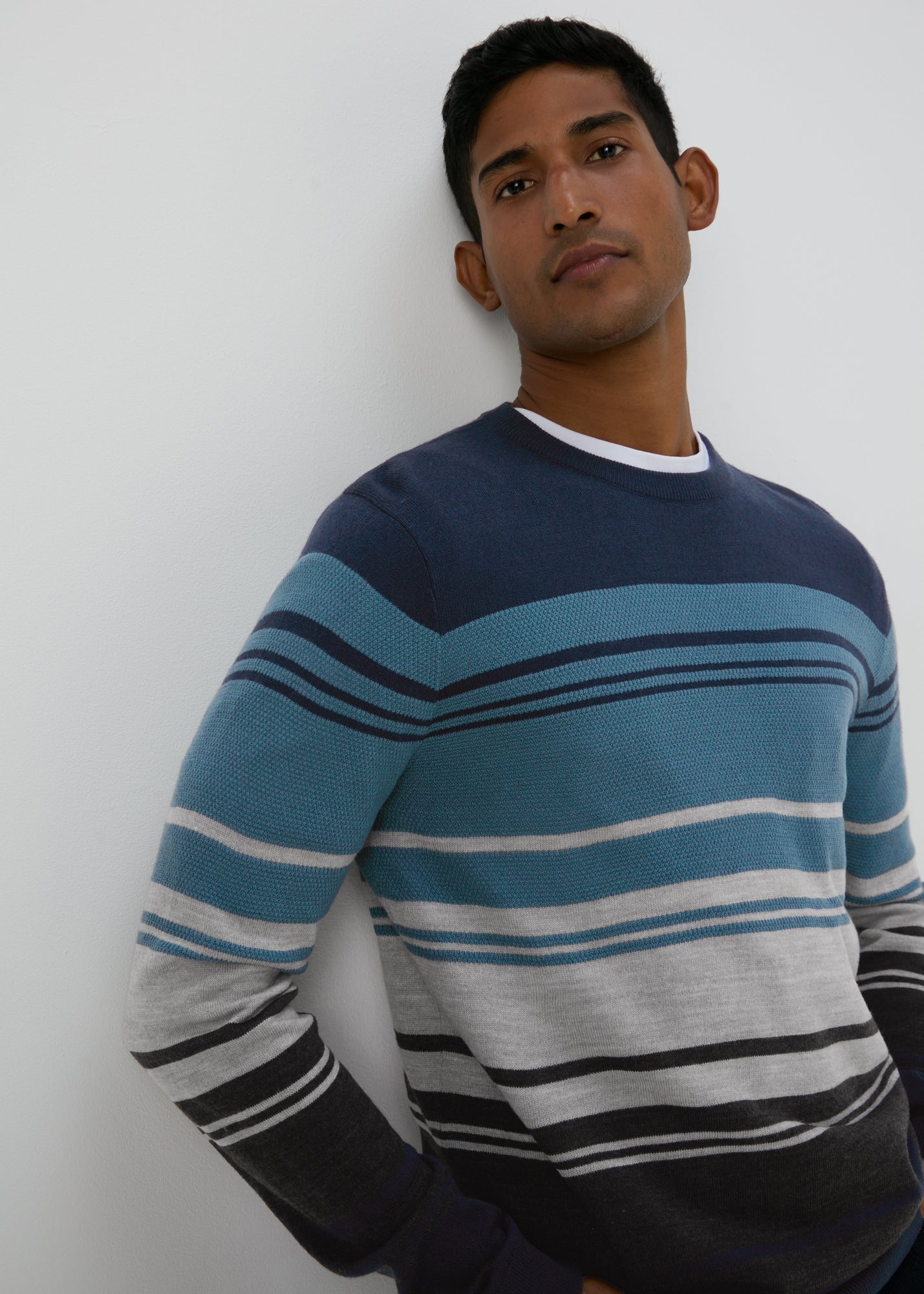 Blue Block Stripe Jumper  M207267