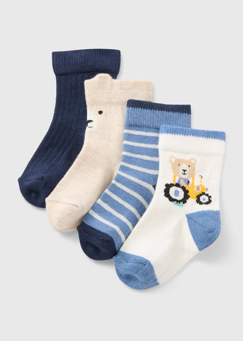 4 Pack Baby Tractor Socks (Newborn-24mths)  C136387