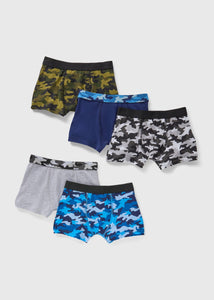 5 Pack Boys Black Camouflage Trunks (2-16yrs)  B290289