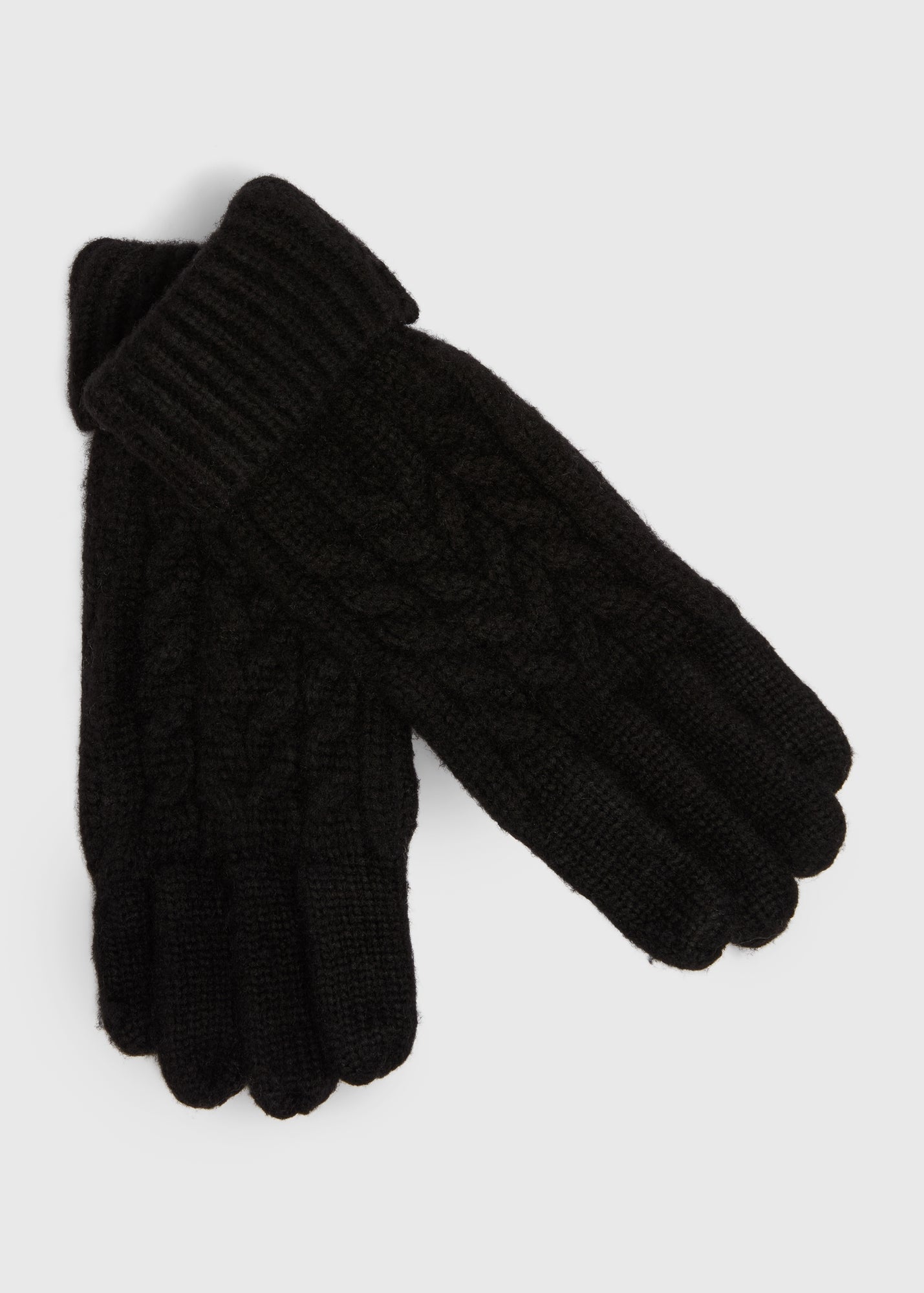 Black Cable Knit Gloves  F441863