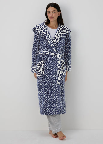 Navy Animal Print Dressing Gown  F473383