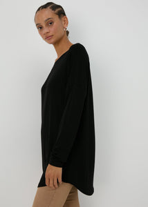 Black Long Sleeve Viscose T-Shirt  F467088