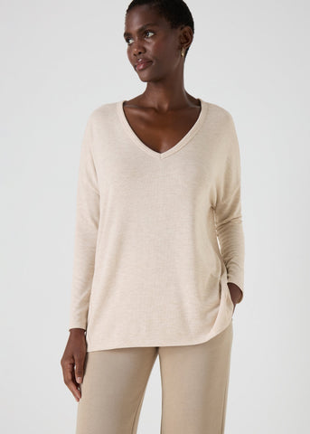 Oatmeal V Neck T-Shirt  F467094