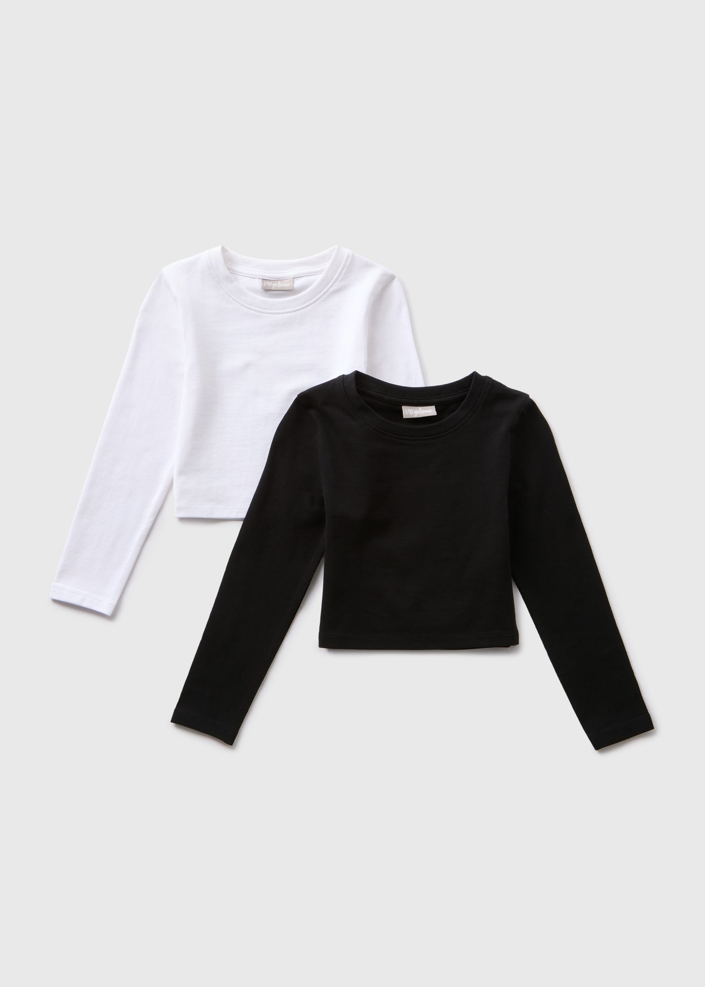 2 Pack Girls Monochrome Long Sleeve T-Shirts (7-15yrs)  G325014