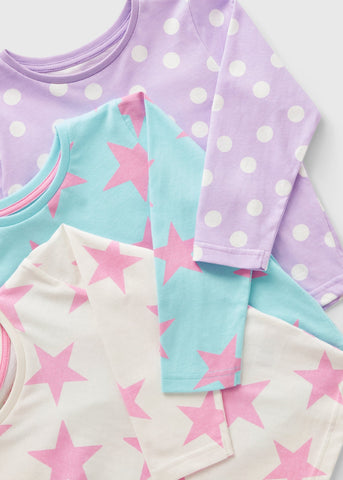 3 Pack Girls Multicolour Star Pyjamas (1-7yrs)  C173026