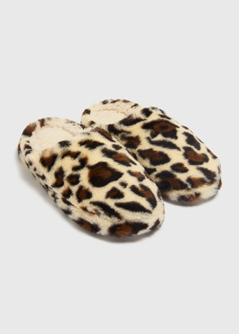 Brown Leopard Print Slippers  F467115