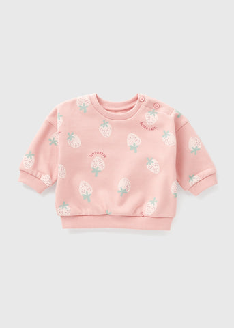 Baby Pink Strawberry Sweatshirt (Newborn-23mths)  C321073