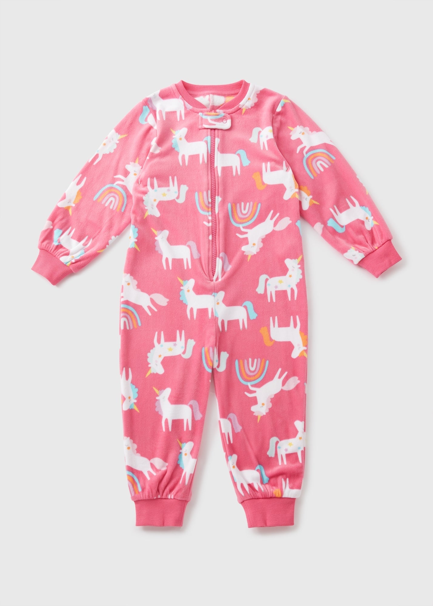 Girls Pink Velour Unicorn Onesie (1-7yrs)  C173055