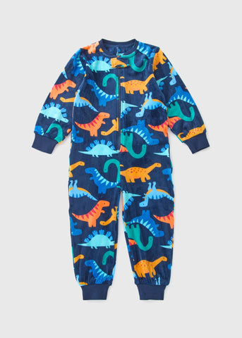 Navy Dinosaur Velour Onesie (1-7yrs)  C173057