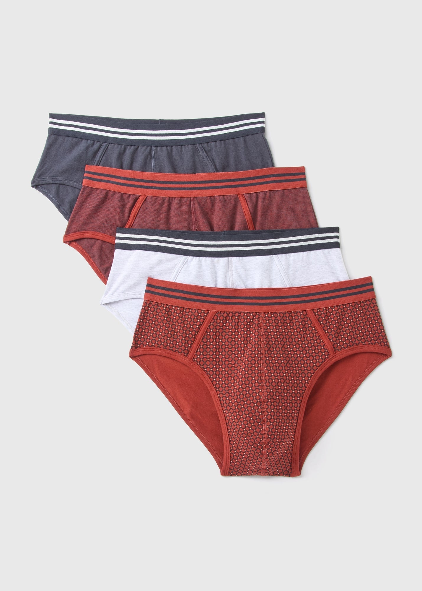 4 Pack Burgundy Geometric Briefs  M213030