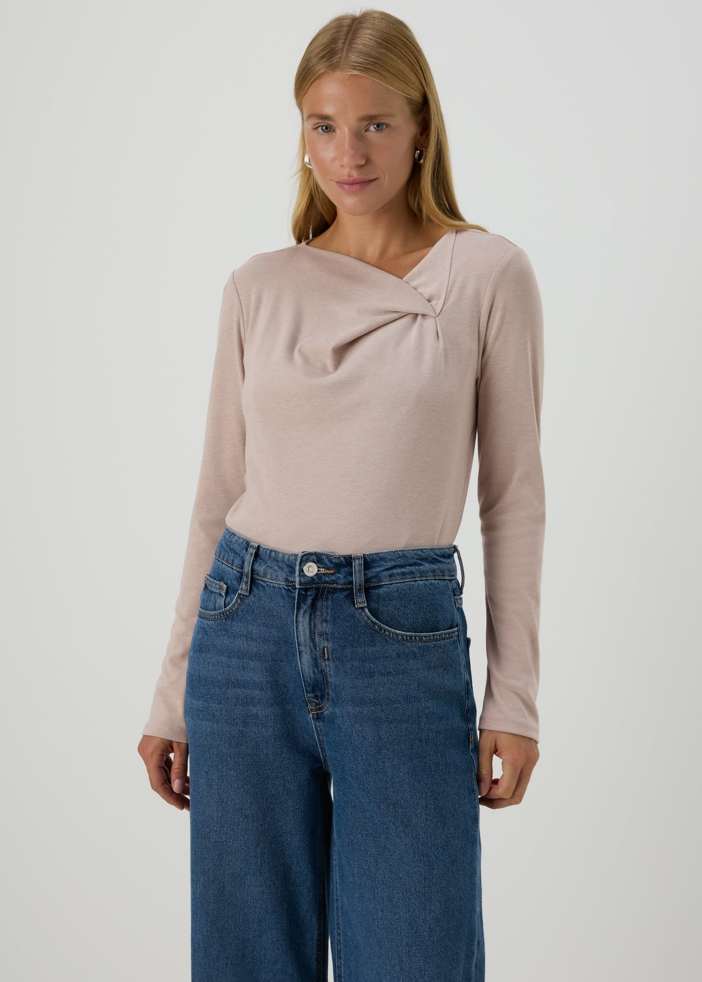 Beige Twist Neck Top  F467137