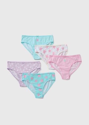 5 Pack Multicolour Patterned Knickers (2-11yrs)  G370544