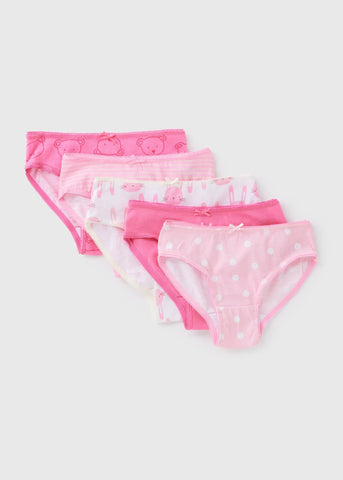 5 Pack Girls Pink Animal Knickers (2-13yrs)  G370545