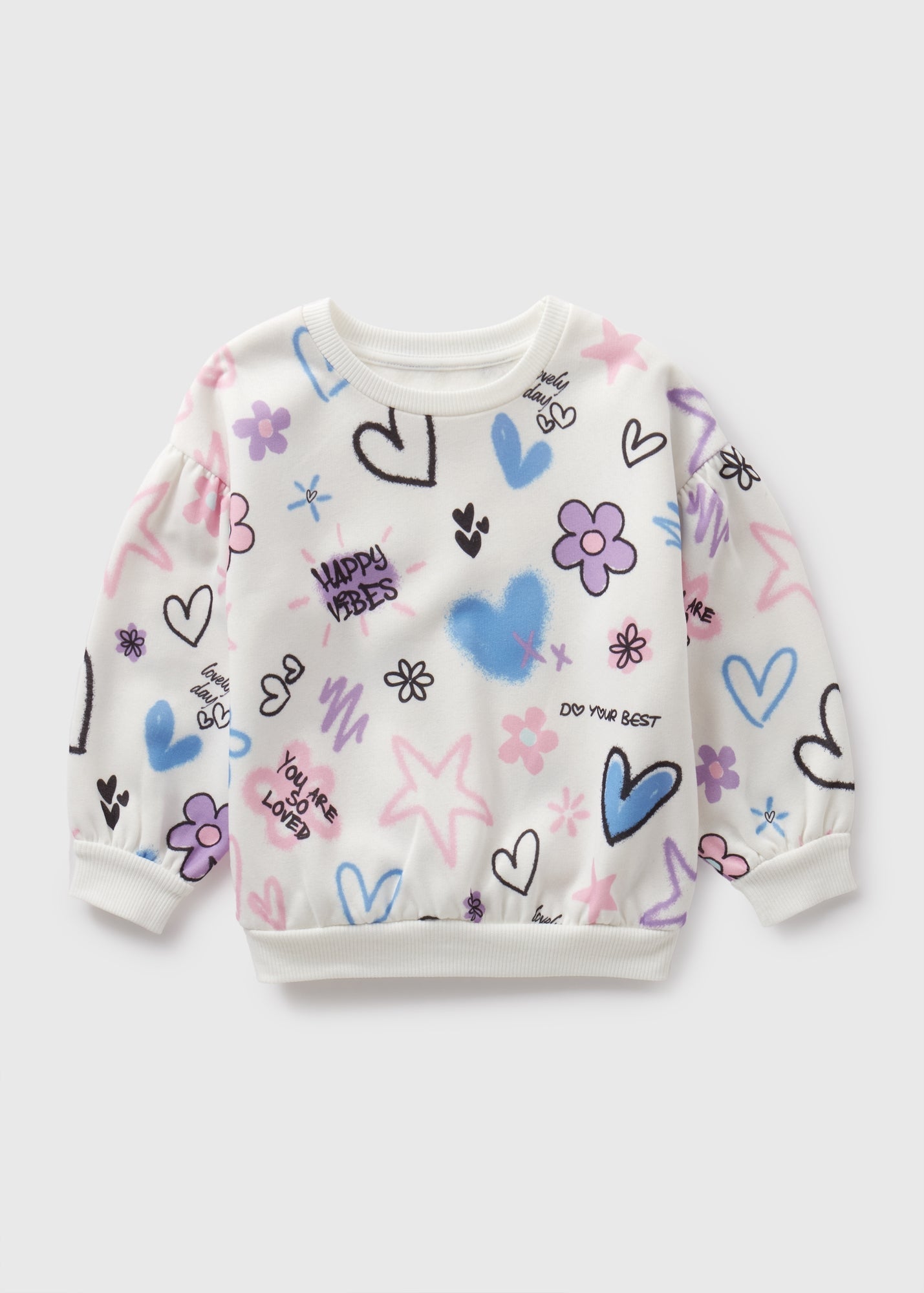 Girls Cream Graffiti Sweatshirt (1-7yrs)  C251632