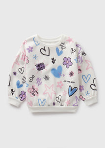 Girls Cream Graffiti Sweatshirt (1-7yrs)  C251632