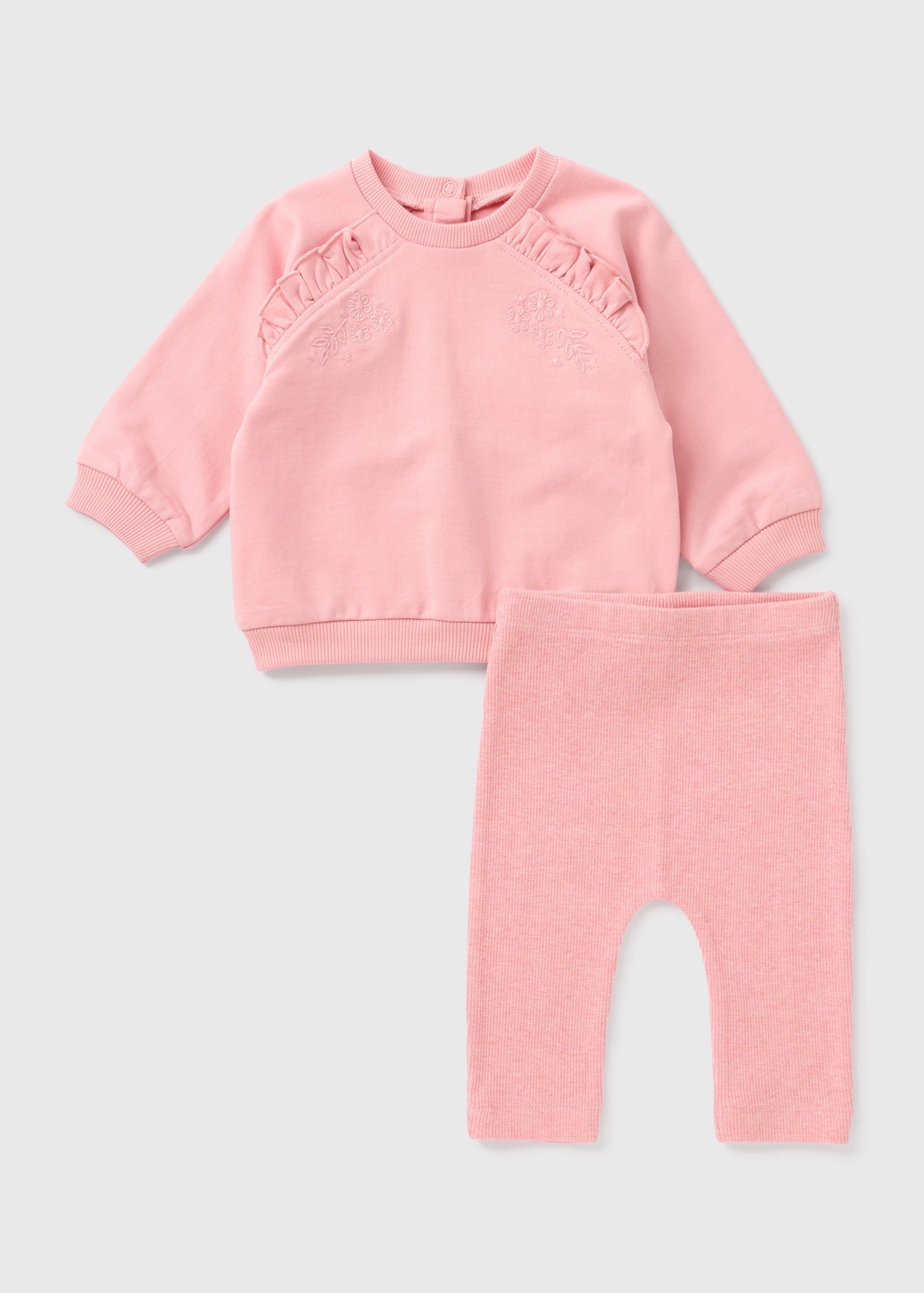 Baby Pink Embroidered Sweatshirt & Leggings Set (Newborn-23mths)  C321087