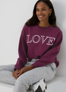 Burgundy Love Slogan Sweatshirt  F512879