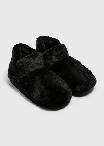 Black Fur Boot Slippers  F467186