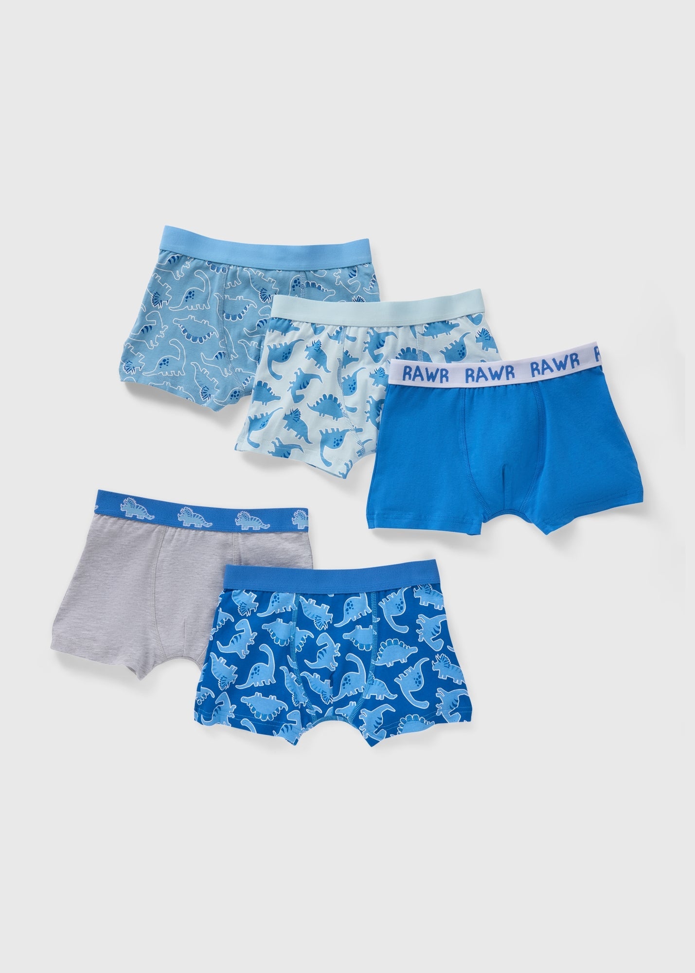 5 Pack Boys Blue Dinosaur Print Trunks (2-13yrs)  B290298